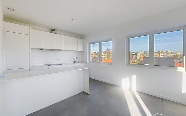 Op de vierde verdieping van een recent gerenoveerd gebouw bevindt zich dit volledig vernieuwde appartement met een zonnig terras van ca. 4m&sup2;. De ligging is ideaal: vlak bij Pulhof, de Universiteit Antwerpen en alle belangrijke invalswegen.
Bij het binnen