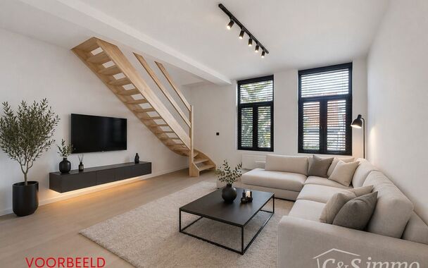 Tip top afgewerkt duplex appartement met terras en 2 slaapkamers.  Dit appartement biedt een perfecte balans tussen comfort en stijl, gelegen in de levendige en vernieuwende wijk Stuivenberg. Bij binnenkomst inkomhal met een apart toilet. De lichtrijke le