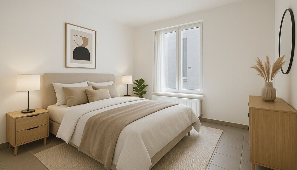 Instapklaar hoekappartement met zonne dakterras op toplocatie aan UA. 
In dit verzorgde gebouw, aan de rustige achterzijde op de eerste verdieping, bevindt zich dit charmante hoekappartement.
Via de beveiligde inkomdeur betreedt u een ruime en lichtrijke 