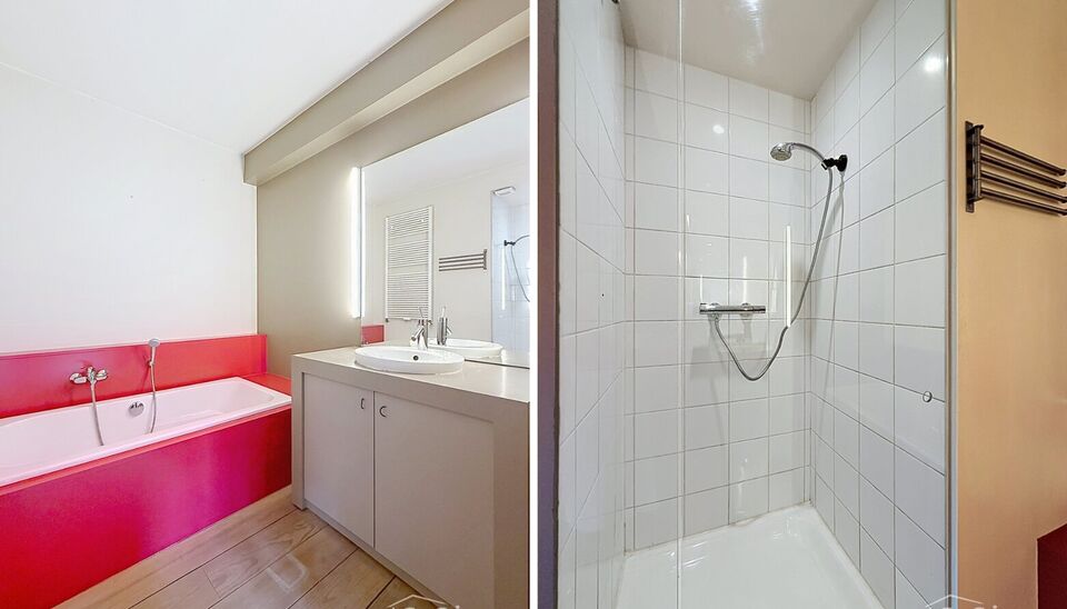 Ruim appartement (ca. 105m&sup2;) gelegen op de 1e verdieping van residentie Chacalli, op wandelafstand van het bruisende Eilandje. Via de inkomhal met ingemaakte kast en apart gastentoilet bereikt u de ruime en lichtrijke leefruimte (ca. 39 m&sup2;), afgewerkt m