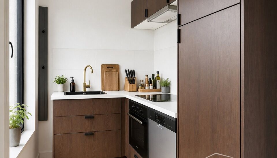Stijlvol gerenoveerd appartement op de tweede verdieping van een kleinschalig gebouw.
Inkomhal, lichtrijke leefruimte (31 m&sup2;), afgewerkt met een mooie laminaatvloer. De grote vernieuwde ramen zorgen voor overvloedig natuurlijk licht en een open gevoel.
D