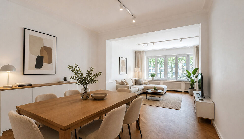 Ontdek dit lichtrijke appartement op een toplocatie aan de Leie, vlakbij het oude justitiepaleis. Het appartement bevindt zich op de eerste verdieping en combineert een aangename woonomgeving met een prachtig uitzicht.
Via de uitnodigende inkomhal, voorzi
