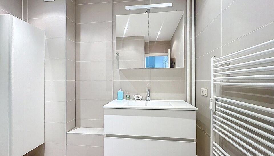 Op de tweede verdieping met lift van een kleinschalig gebouw, vlak bij het prachtige Rivierenhof, bevindt zich dit goed onderhouden en lichtrijke appartement met een ruime inkomhal voorzien van maatkasten, een woon- en leefruimte van ca. 32 m², een geslo