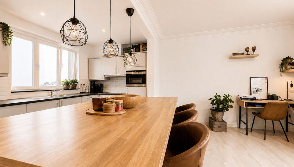 Op de Bisschoppenhoflaan bevindt zich dit gerenoveerde appartement van ca. 92 m&sup2;, gelegen op de derde verdieping van een kleinschalig gebouw zonder lift.
Via de centrale inkomhal heeft u toegang tot alle ruimtes. De ruime en lichtrijke leefruimte van ca.