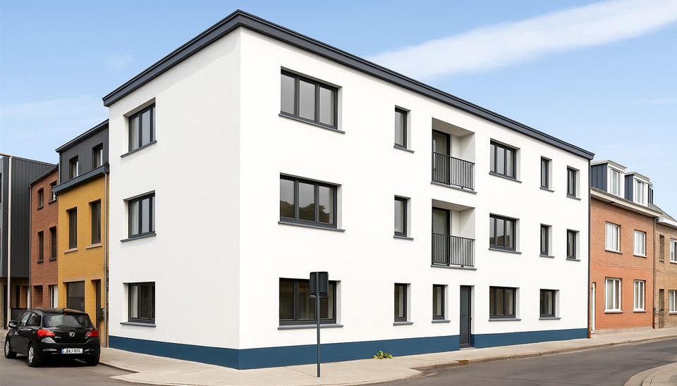 Stap binnen in dit smaakvol afgewerkte appartement, gelegen in een klasse vol gerenoveerd gebouw op wandelafstand van het centrum van Edegem.
De inkomhal biedt directe toegang tot de moderne open keuken, volledig uitgerust met hoogwaardige Siemens-toestel