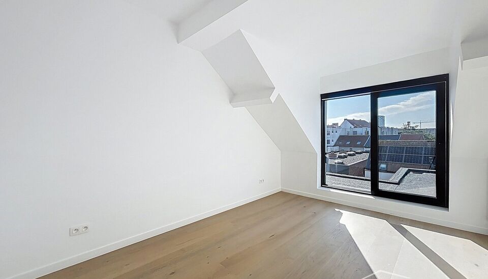 Tip top afgewerkt duplex appartement met terras en 2 slaapkamers.  Dit appartement biedt een perfecte balans tussen comfort en stijl, gelegen in de levendige en vernieuwende wijk Stuivenberg. Bij binnenkomst inkomhal met een apart toilet. De lichtrijke le